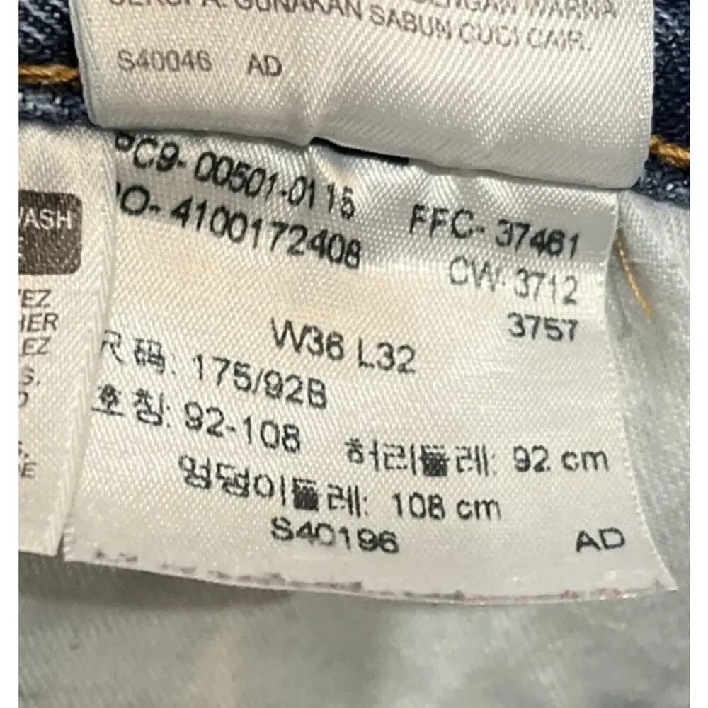 Levi's 501's Light Washed Naturally Distressed Men's Button Fly Jeans W36 L32